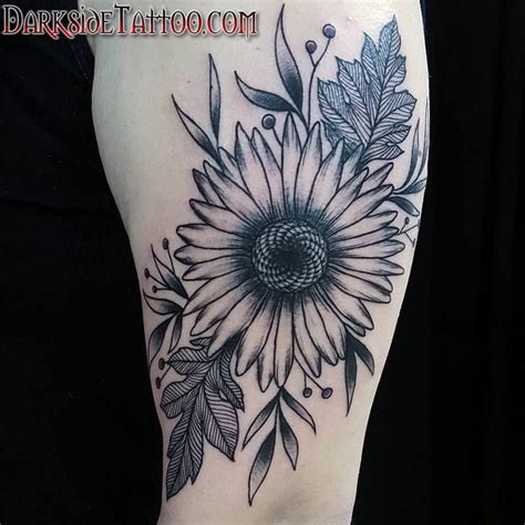 Black And Gray Sunflower Tattoo By Marissa Falanga Tattoonow