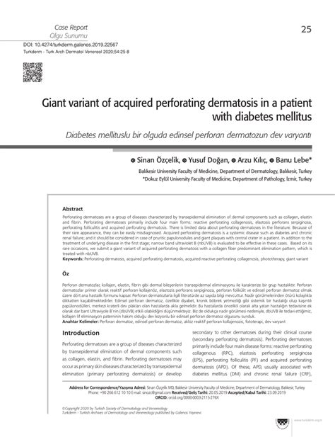 Pdf Giant Variant Of Acquired Perforating Dermatosis In A Patient
