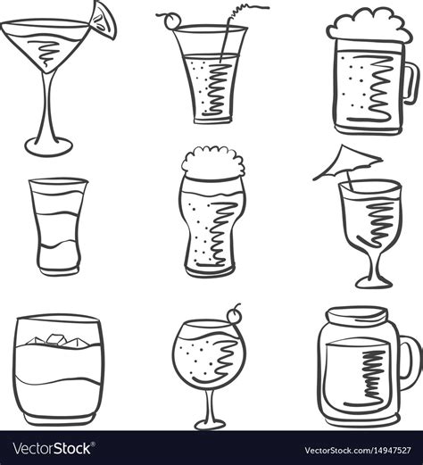 Doodle Drink Various Hand Draw Royalty Free Vector Image