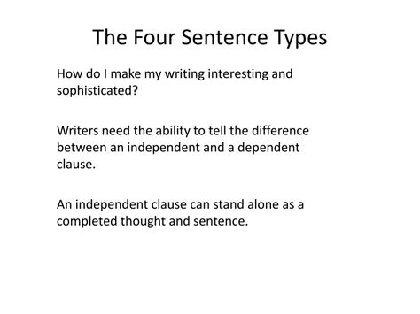 Ppt The Four Sentence Types Powerpoint Presentation Free Download