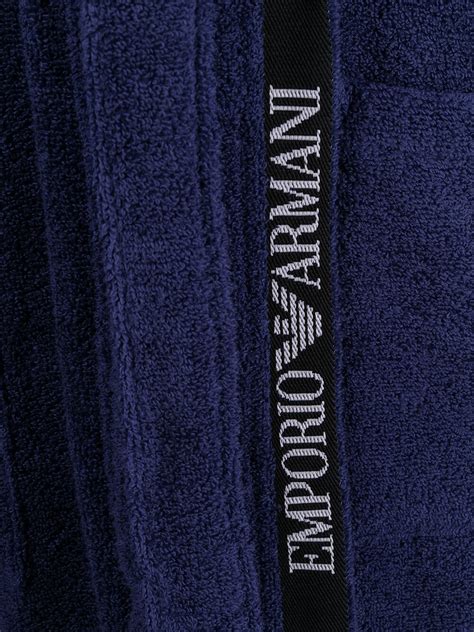 Emporio Armani Hooded Logo Tape Bathrobe Farfetch