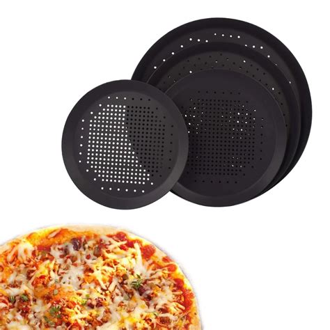 1pcs Round Pizza Tray Pan Crisper Non Stick Carbon Steel Classic For