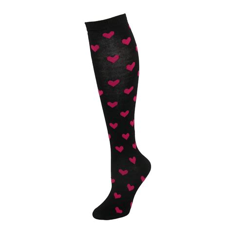 women s heart print knee high socks by ctm knee and thigh high socks at