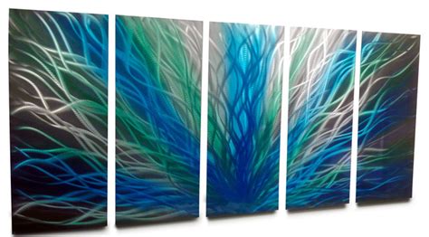 Metal Wall Art Decor Abstract Contemporary Modern Radiance Large Blue
