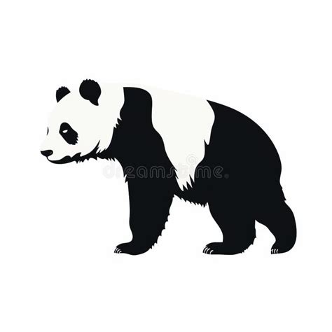 Cute Panda Bear Silhouette Vector Illustration On White Background