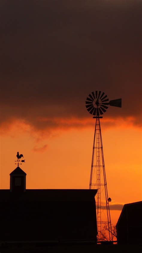 Iowa Sunset Farm Windmill Windmill Old Windmills