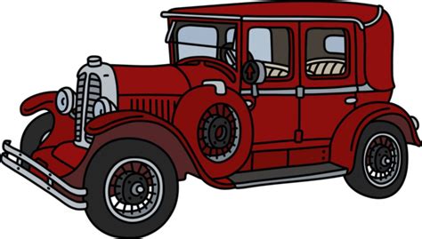Vintage Red Car Cartoon Classic Automobile Vector Cartoon Classic