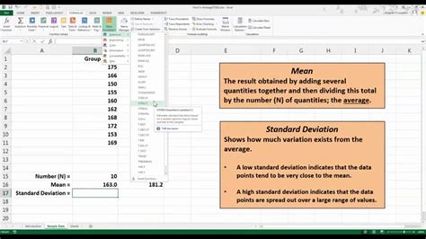 How To Calculate The Mean And Standard Deviation In Excel 2013 Youtube