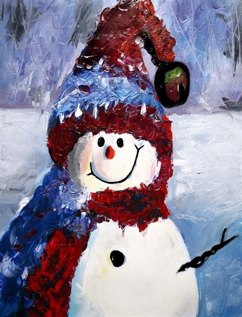 Snowman Paintings On Canvas Happy Snowman Christmas Canvas Christmas