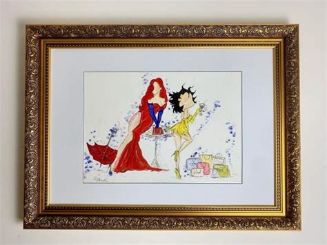 Jessica Rabbit And Betty Boop Original Framed Painting Etsy