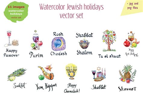 Watercolor Jewish Holidays By Miminoshka Thehungryjpeg