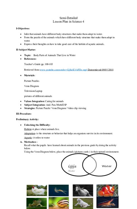 Semi Detailed Lesson Plan In Science Lesson Plan Reading Images