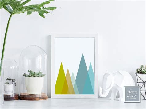 Geometric Mountain Art Abstract Nordic Abstract Mountains Etsy