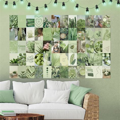 Solar Ridge Sage Green Wall Collage Kit Aesthetic Pictures 60 Set For