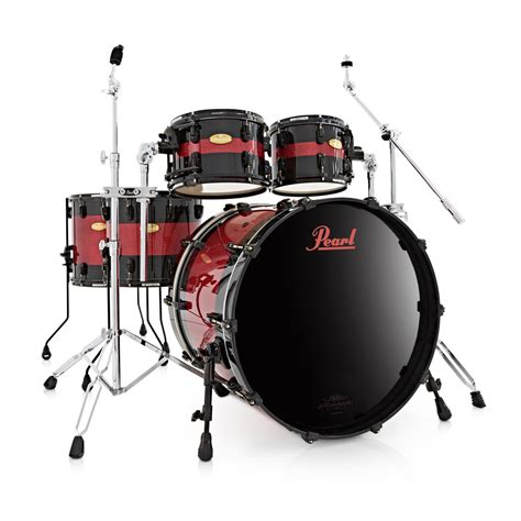 Disc Pearl Masterworks 22 5pc Black With Red Sparkle Inlay At Gear4music