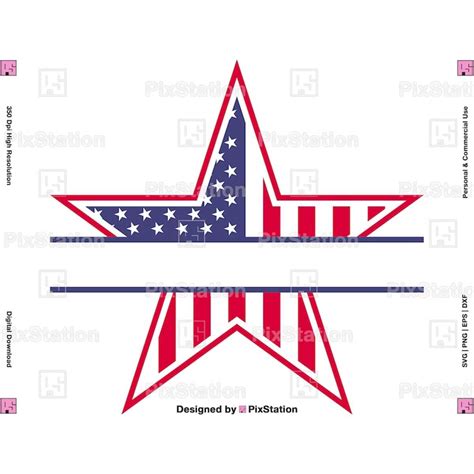American Flag Star Split Svg Star Split Monogram Patriotic Inspire