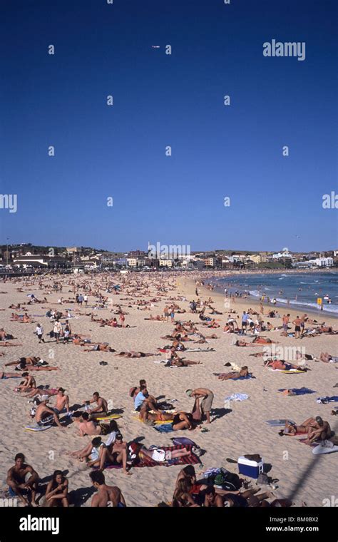 Sunbathers On Bondi Beach Sydney New South Wales Australia Stock