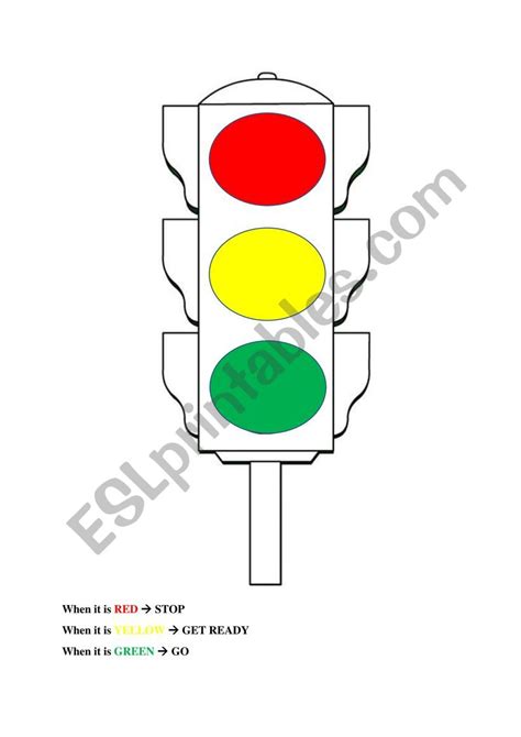 Traffic Lights Esl Worksheet By Sevdt