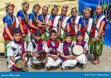 Nepalese Dancers In Traditional Nepali Attire Editorial Stock Photo