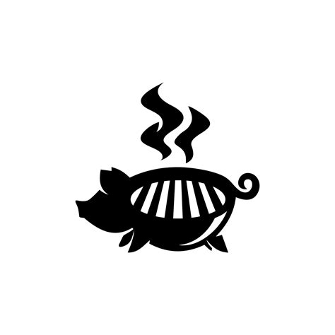 Pork Barbecue Pig Illustration Logo Combined With A Grill Depicting