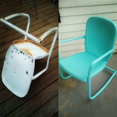 Does your mom have some in her attic…maybe grandma has some wooden ones in the basement! Rust to Rad. DIY upcycle old metal rocking chair #lazyhouse | Metal rocking chair, Chair, Diy ...