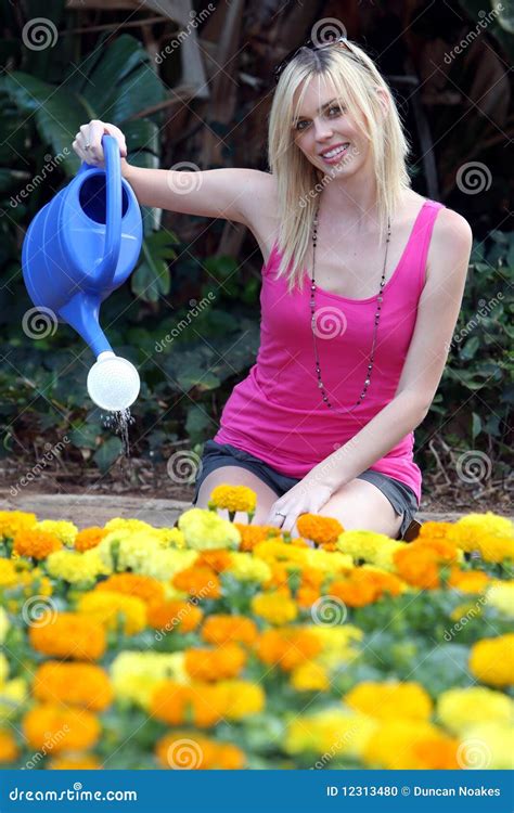 Beautiful Lady Gardening Stock Photo Image Of Orange 12313480