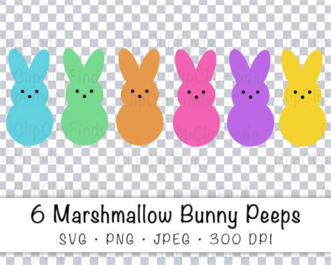 Sale Marshmallow Easter Bunny Peeps Svg Cut Png Transparent Etsy