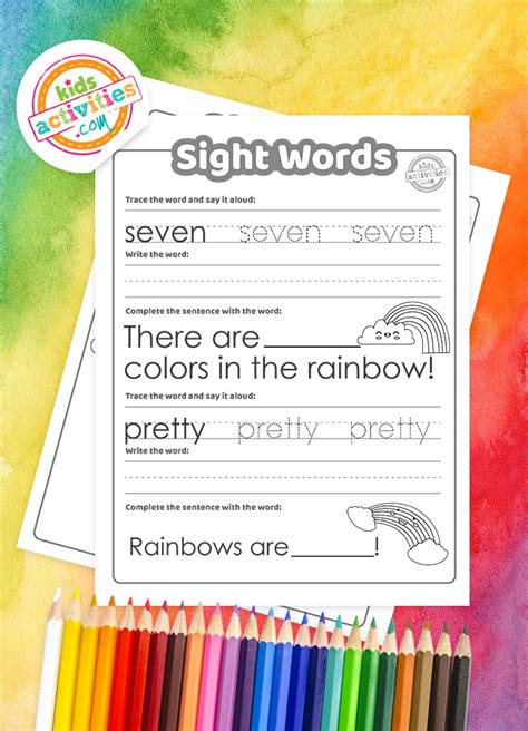 Free Rainbow Sight Words Printable For Preschoolers