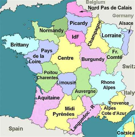 Each region of continental france is made up of at least 4 departments. Map Of Departments France - HolidayMapQ.com