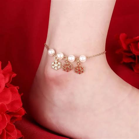 Imitation Pearls Tassel Anklet Bohemia Style Simple Anklet Jewelry For
