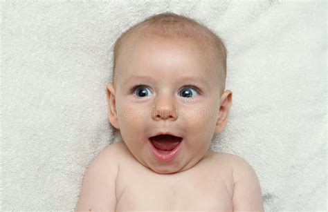 Adorable Excited Smiling Baby Open Mouth Laughing Stock Photo Image