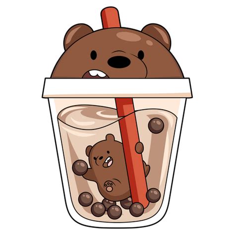 Panda bear grizz and ice bear perler bead. We Bare Bears Grizz in Boba Tea Sticker - Sticker Mania