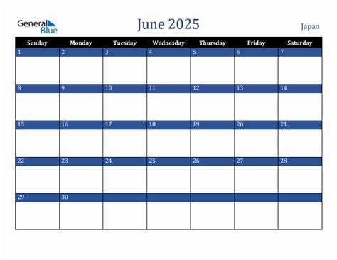 June 2025 Monthly Calendar With Japan Holidays