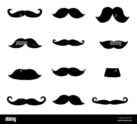 Set Of Black Mustaches Isolated On White Background Collection Hand