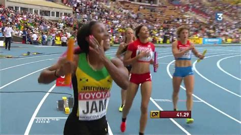 jamaica wins 4x100 mètres relay women final iaaf world championships athletics moscow 2013