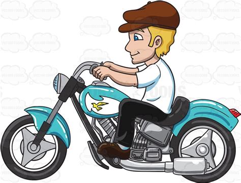 A Happy Man Riding His Motorcycle Man Clipart Cartoon People Harley Men