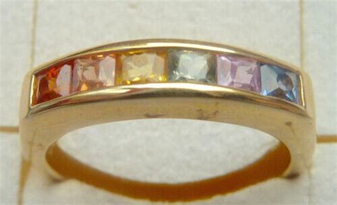 Harry Ivens IV Ring Silber 925 Vergoldet Mit Multicoloren Safiren EBay