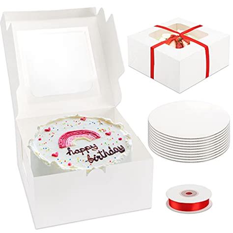 Moretoes Cake Boxes 10 Sets 10x10x5 Inches Cake Boxes Sets With Red