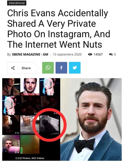 Interational Chris Evans Accidentally Shared A Very Private Photo On Instagram And The Internet