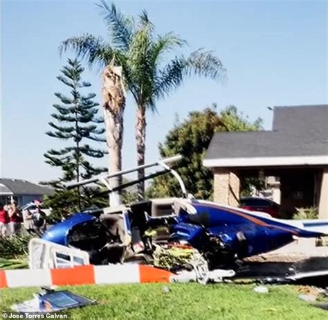 Helicopter Crash Lands In Yard Of California Home Pilot And Passenger Both Miraculously