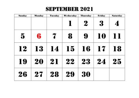 September Calendar Printable 2021 Printable Word Searches