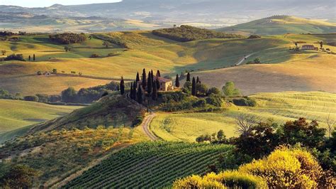 Nature Landscape Italy Field Hill Tuscany Wallpapers Hd Desktop