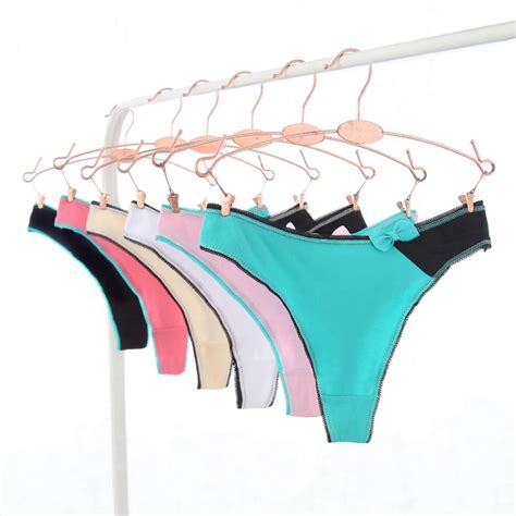Ixuejie 6pcslot M L Xl Cotton Women Sexy G String Fashion Bow Thongs Comfortable Panties Ladies