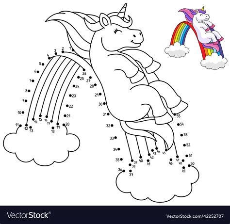 Dot To Unicorn Sliding The Rainbow Isolated Vector Image