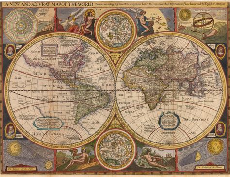 Antique Map Of The World W California As An Island 1659