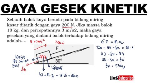 Gaya Gesek Kinetik Pada Bidang Miring Hukum Newton Fisika Sma Kelas