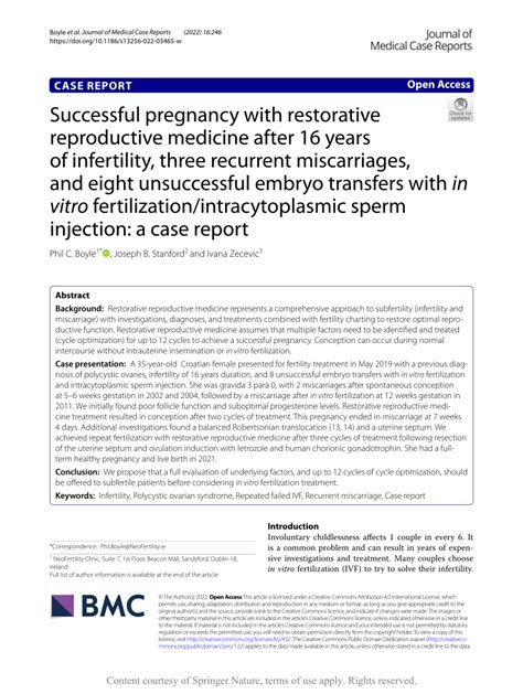 Pdf Successful Pregnancy With Restorative Reproductive Medicine After