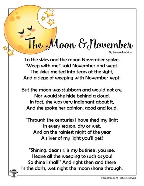 The Moon And November Poem Woo Jr Kids Activities Childrens