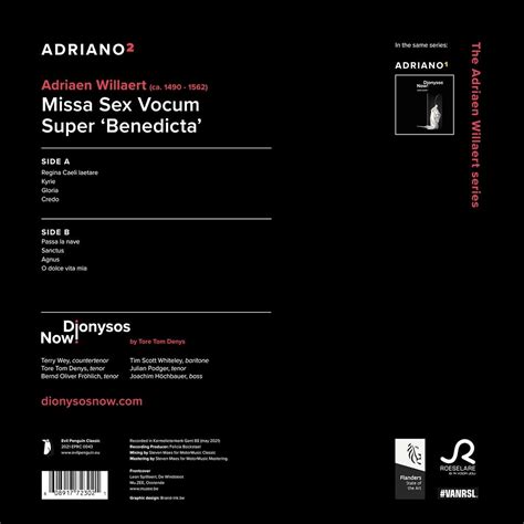 Willaert Adriano 2 Vinyl Dionysos Now La Boîte à Musique