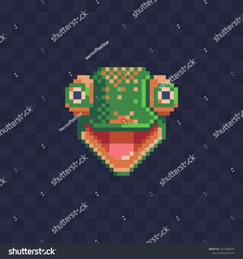 Chameleon Face Pixel Art Style Icon Stock Vector Royalty Free